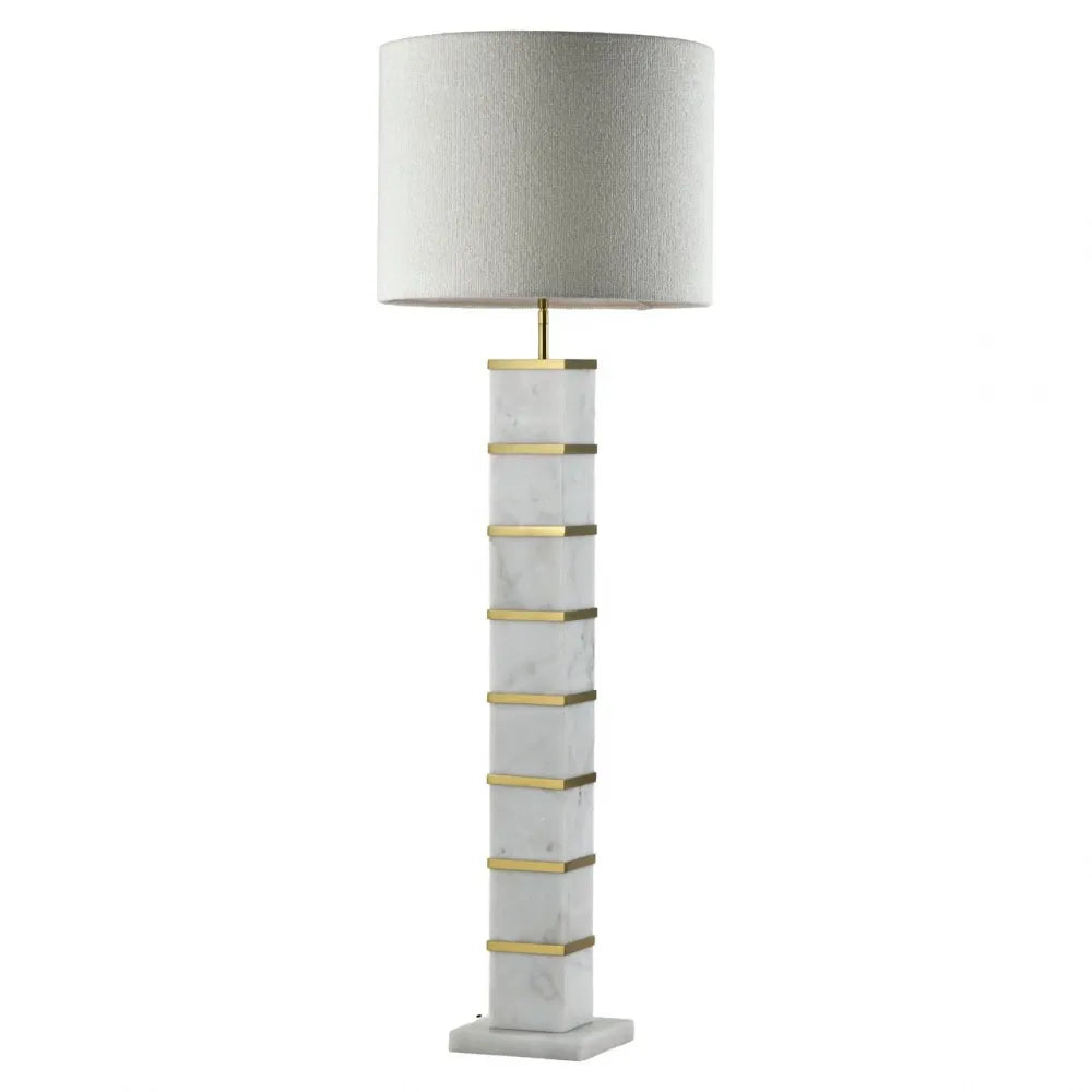 Lampa de podea din Metal/Marmura/Stofa Auriu/Alb D50xH152cm Celinae Richmond interiors