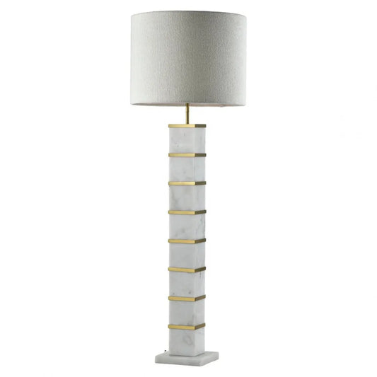 Lampa de podea din Metal/Marmura/Stofa Auriu/Alb D50xH152cm Celinae Richmond interiors