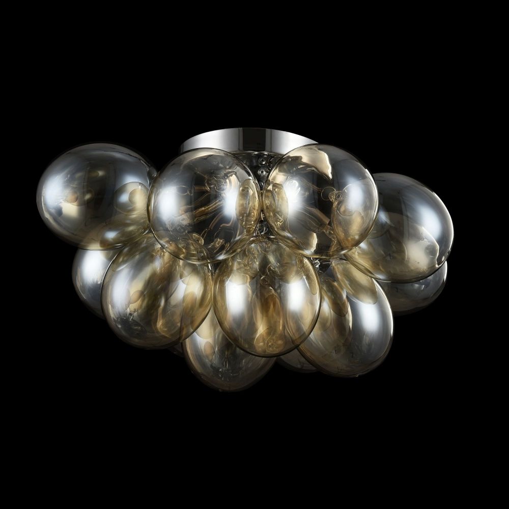 Candelabru Rotund din Metal si Sticla Argintiu/Auriu Balbo D38xH25cm