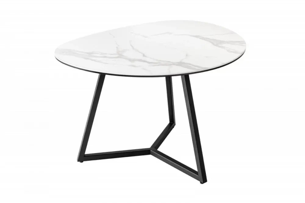 Masuta de cafea Asimetrica din Ceramica Alb si Metal Negru L70xH45cm Marvelous