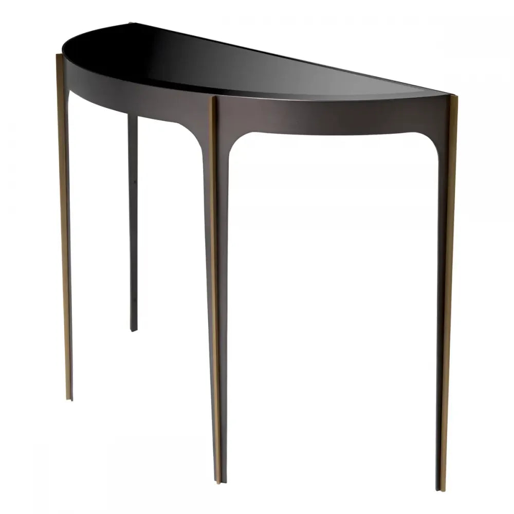 Consola din Sticla Negru si Otel inoxidabil Bronz L102.5xH75cm Artemisa Eichholtz