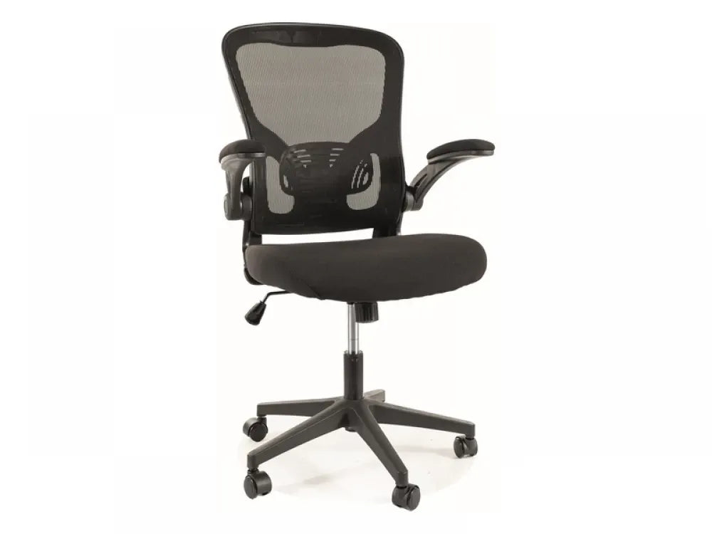 Scaun de birou cu inaltime reglabila tapitat cu Stofa/plasa Negru cu picioare din Plastic Negru H100-110xL65xA47cm Q-333