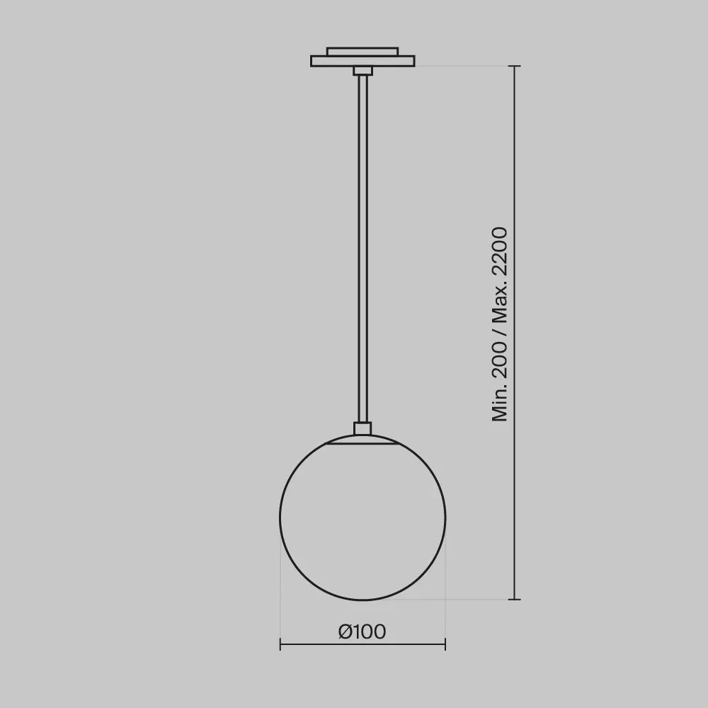 Pendul incastrat din Aluminiu Negru H220xD10cm IP 20 5W 300lm 3000k Luna