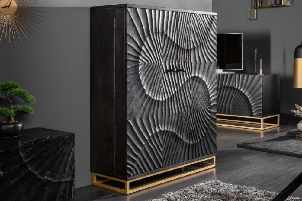Bar din Lemn masiv de mango si Metal Negru/Auriu Scorpion L95xH141cm