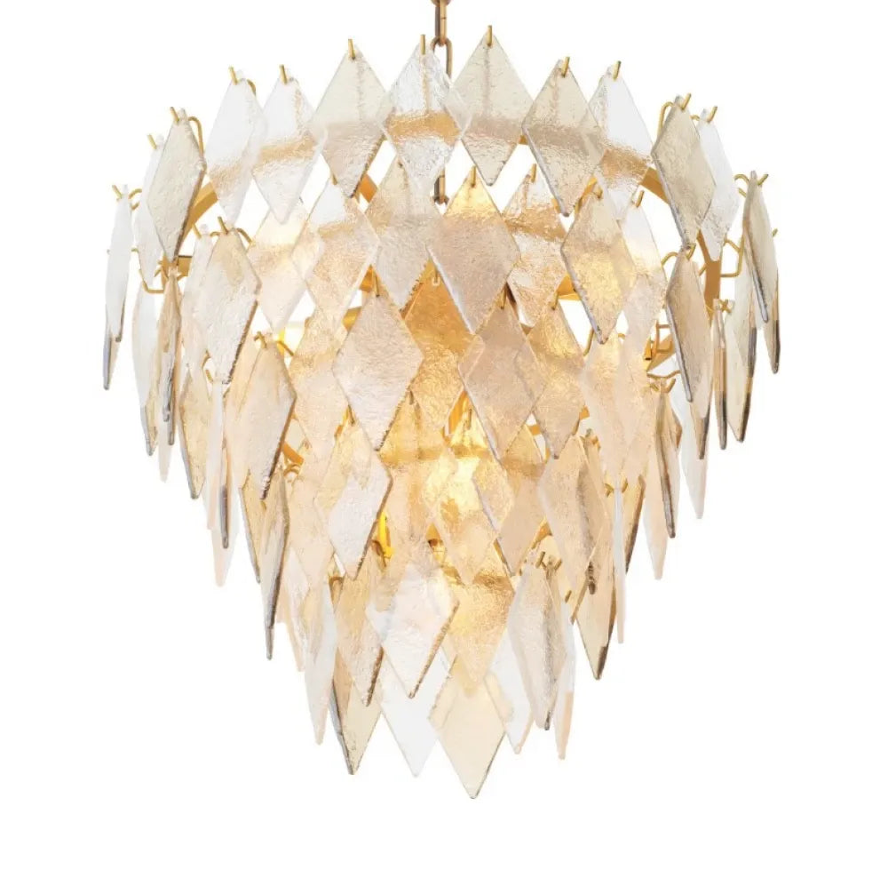 Candelabru din Metal Alama si Sticla Transparenta H55xD65cm Rhombus S Eichholtz