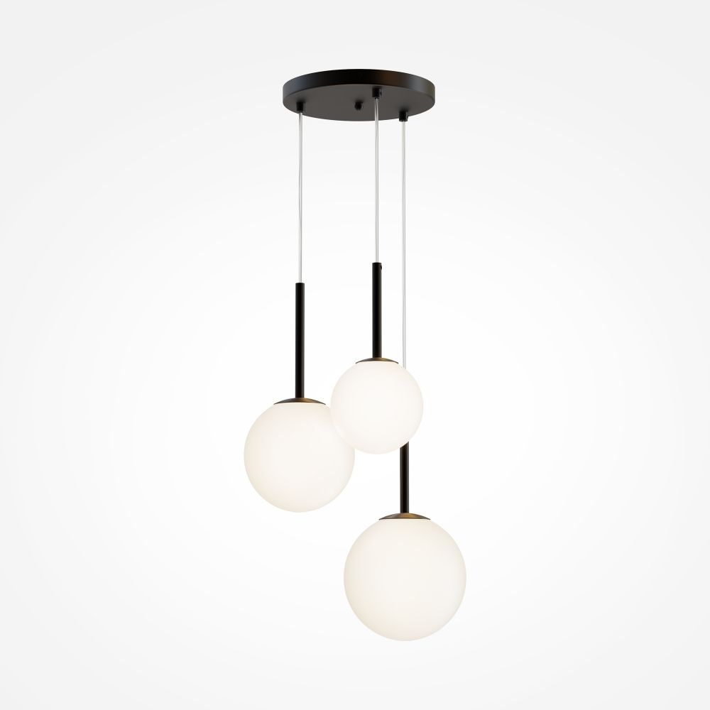 Lustra din Metal si Sticla Negru mat/Alb cu 3 becuri E14 40W D40xH180cm Basic form