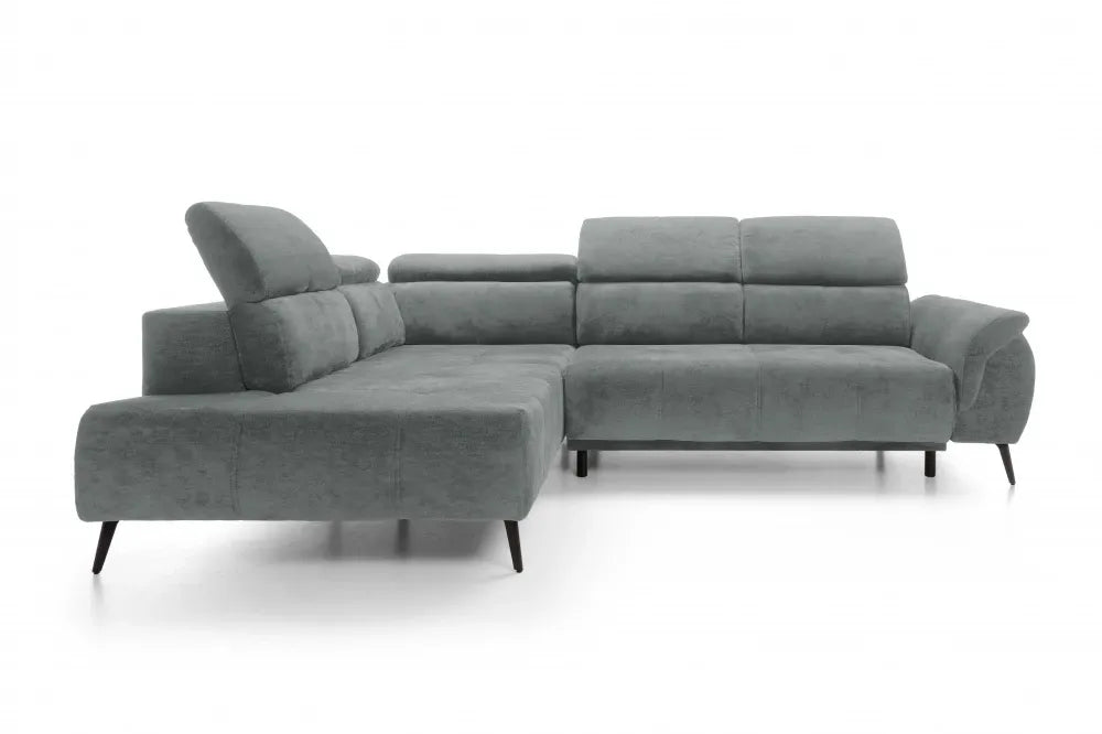 Coltar extensibil electric tapitat cu Chenille Gri Inchis cu lada depozitare Genova II