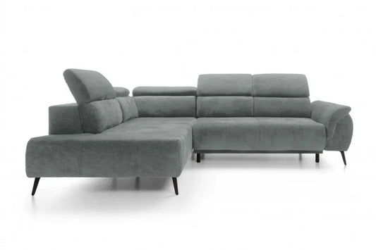Coltar extensibil electric tapitat cu Chenille Gri Inchis cu lada depozitare Genova II