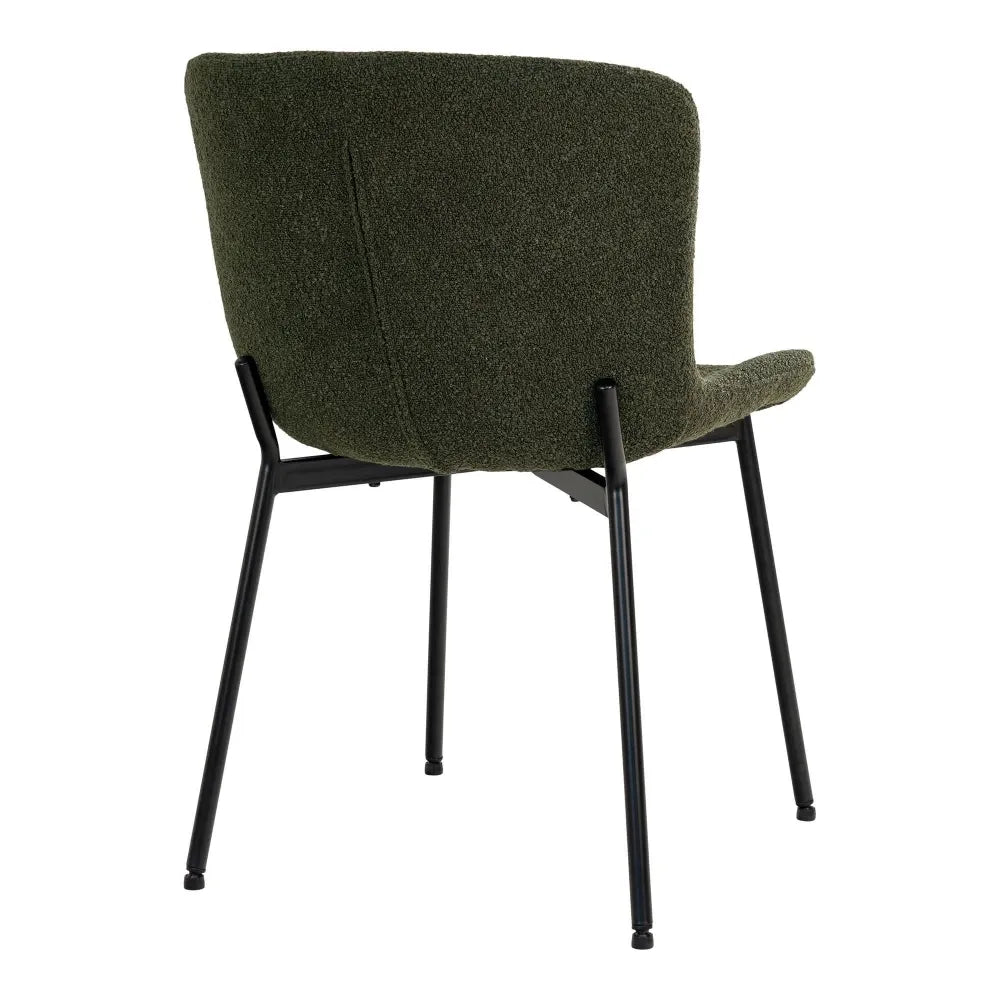 Set 2 scaune din Metal Negru si Stofa boucle Verde H83xL48xA59cm Maceda