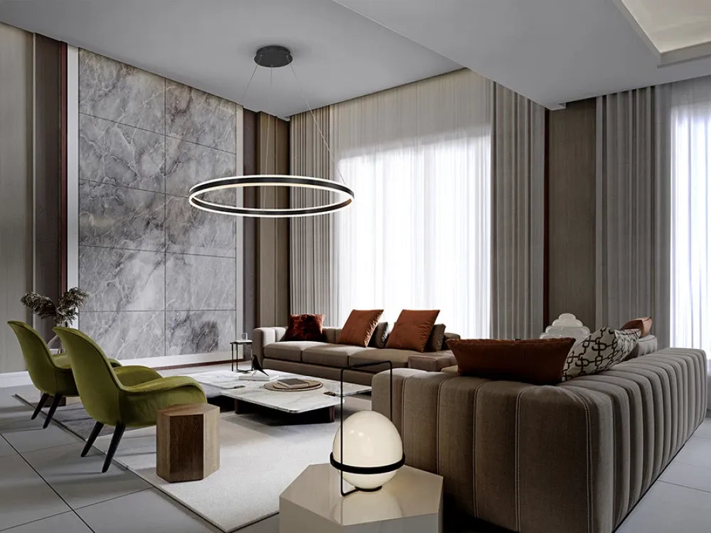 Lustra din Metal Negru H150xD100cm Helia