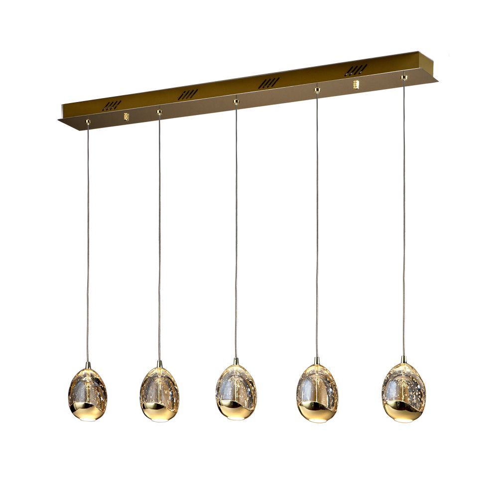 Lustra dreptunghiulara cu inaltime reglabila din Sticla Transparent cu LED  L96x9xH145cm Rocio