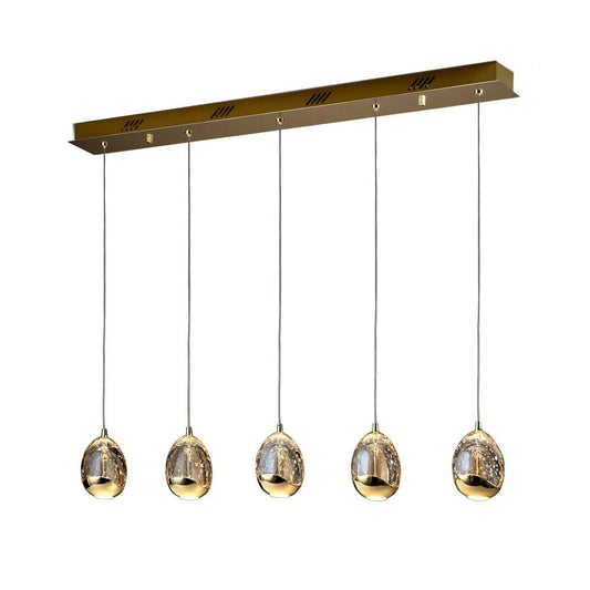Lustra dreptunghiulara cu inaltime reglabila din Sticla Transparent cu LED  L96x9xH145cm Rocio
