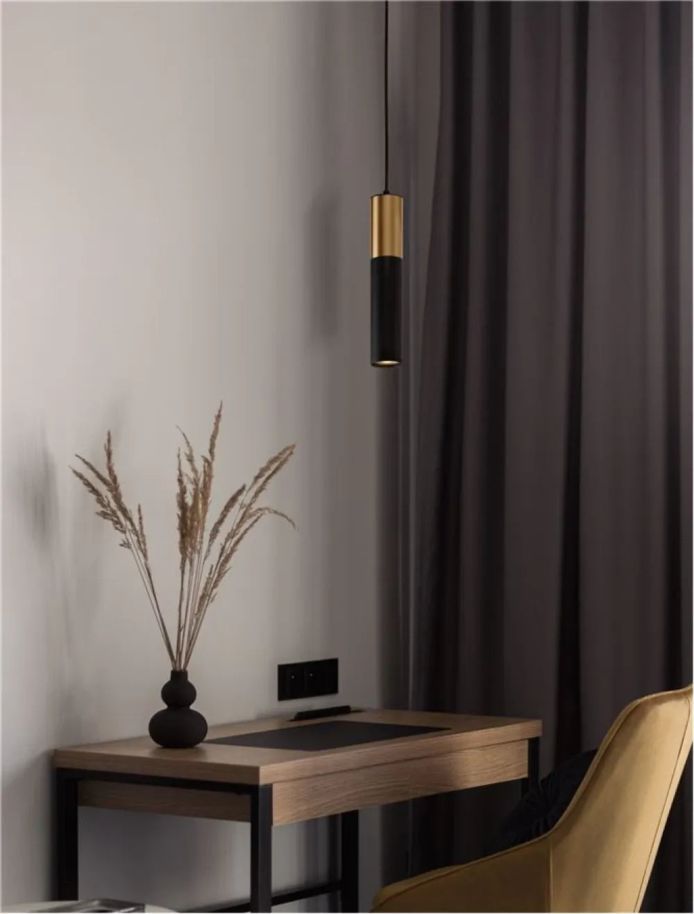Pendul din Aluminiu Negru/Auriu H180xL5.6cm IP20 PONGO