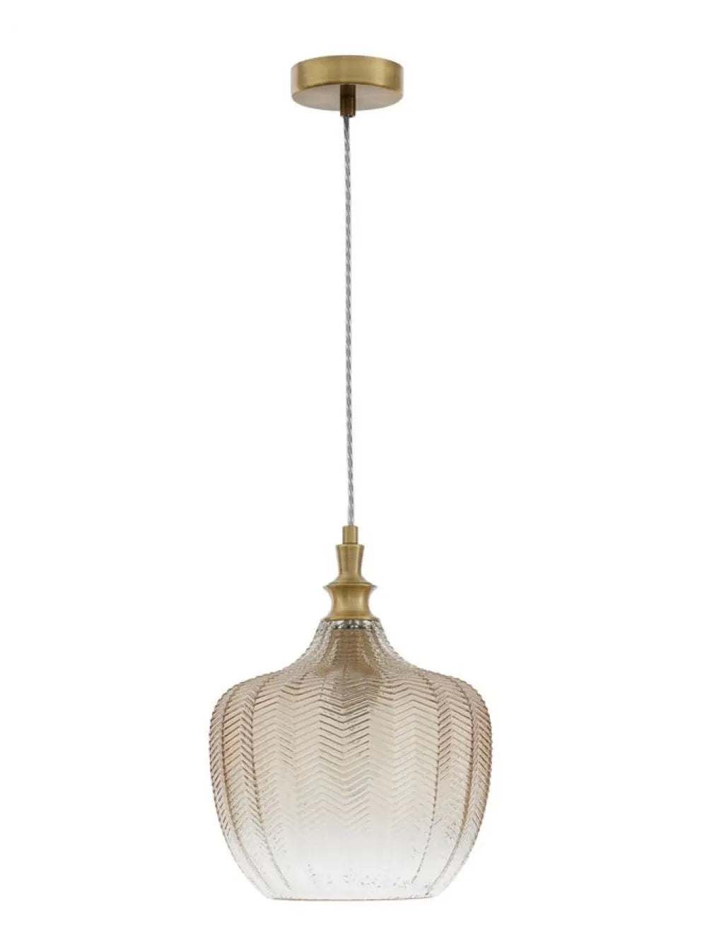 Pendul structura din Metal Alama si abajur din Sticla Auriu H120xL24cm IP20 LONI