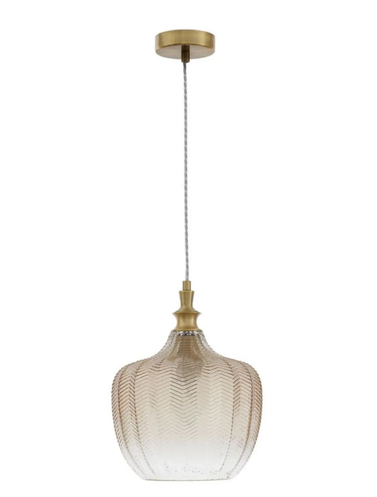 Pendul structura din Metal Alama si abajur din Sticla Auriu H120xL24cm IP20 LONI