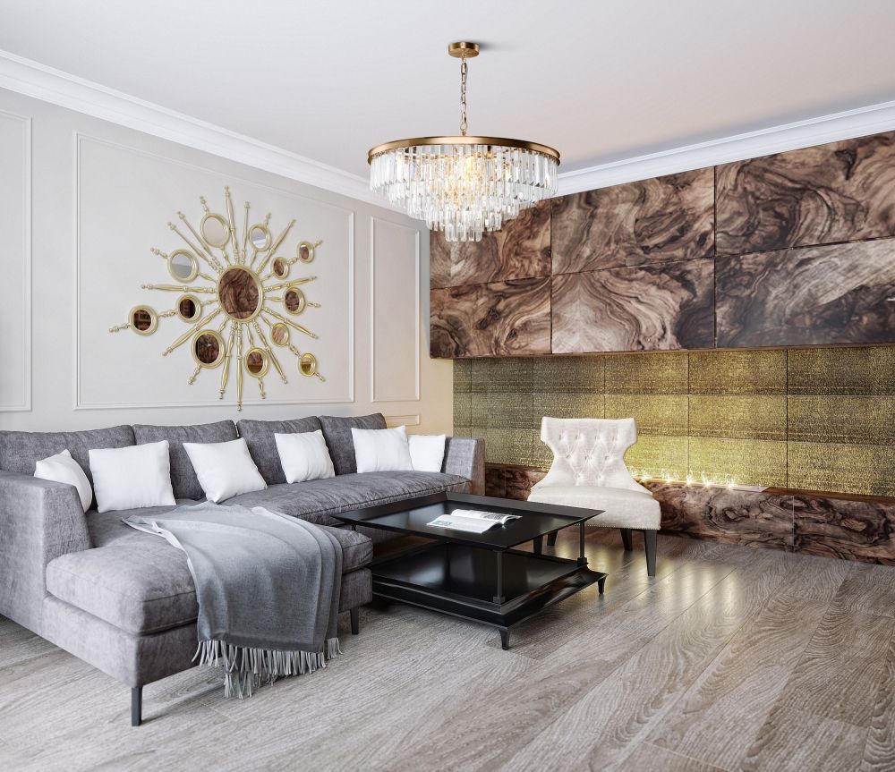 Lustra rotunda cu inaltime reglabila din Cristal Transparent cu 12 becuri D70xH120cm Revero