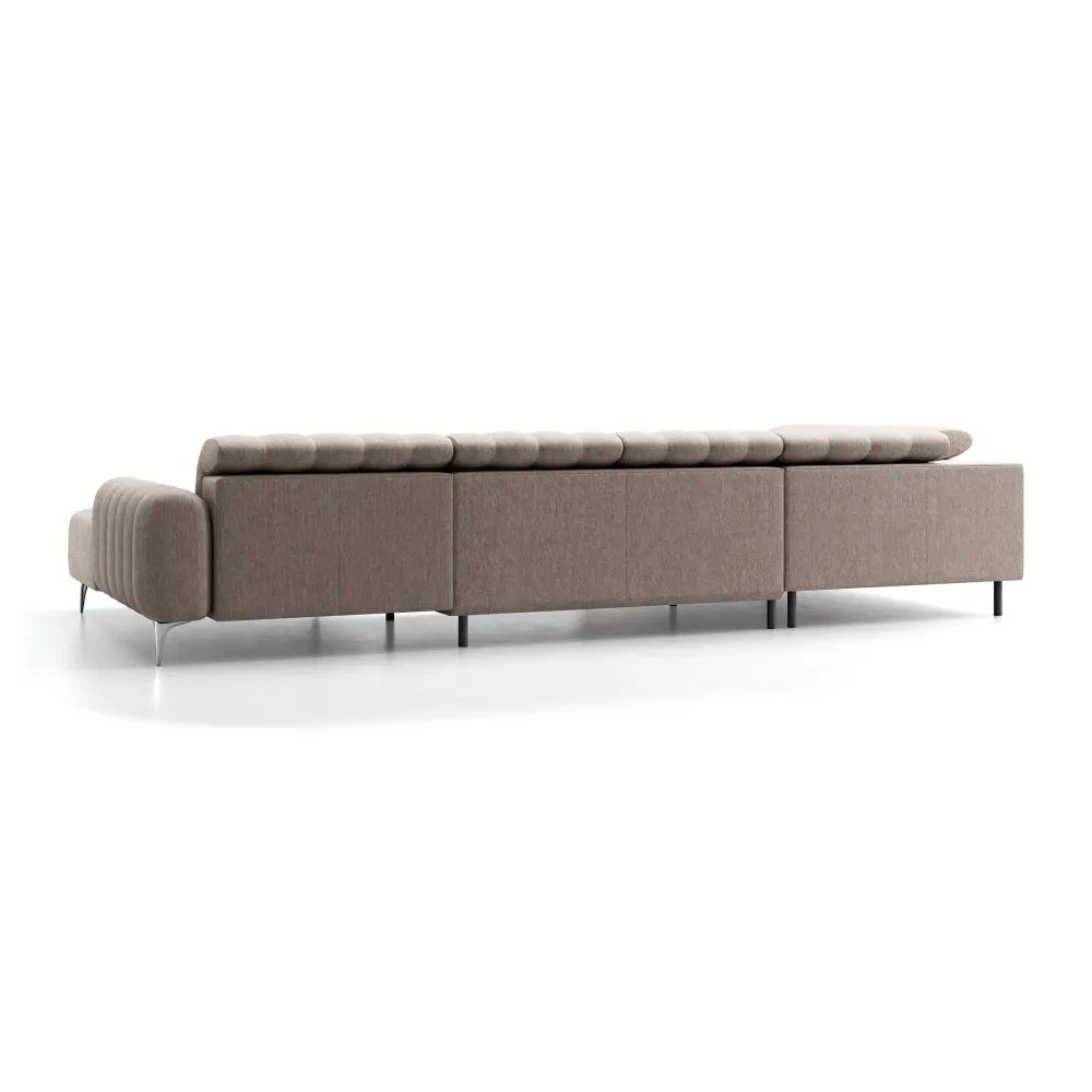 Coltar extensibil electric in forma de U tapitat cu Stofa Bej inchis Padova III