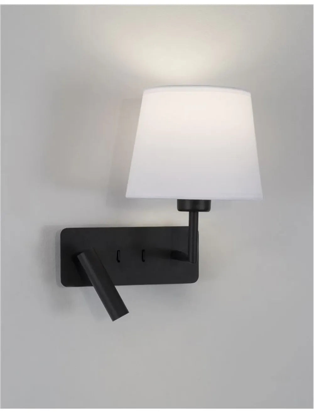 Aplica de perete structura din Aluminiu Negru si abajur din Textil Alb H32xL27.5cm IP20 15W 210lm 3000k SAVONA