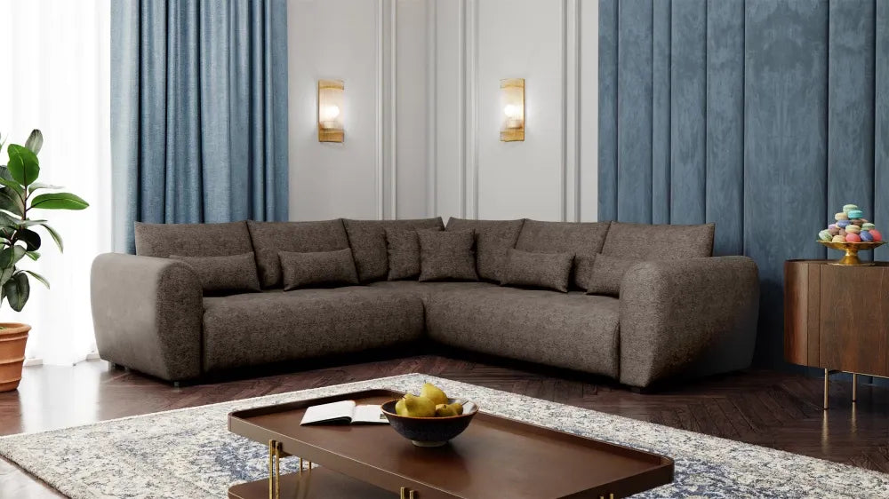 Coltar simetric tapitat cu Chenille Sajma 03 Maro L306x306cm Trezzo