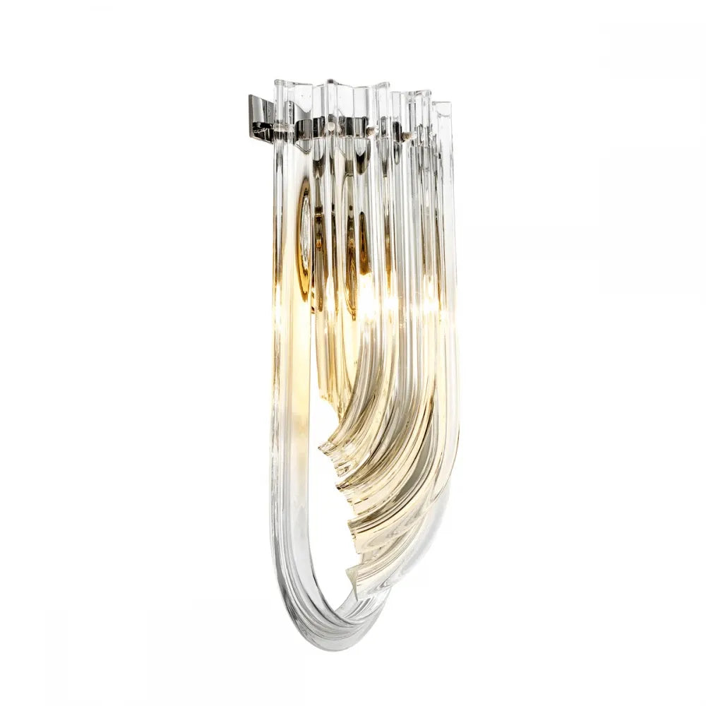 Aplica de perete din Metal Argintiu si Sticla Transparent H40xL18cm Greco Eichholtz