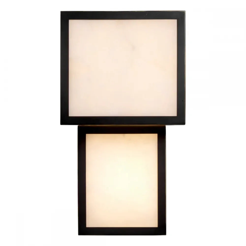 Aplica de perete din Otel inoxdabil Negru si Alabastru Alb H41xL22cm Serchio Eichholtz