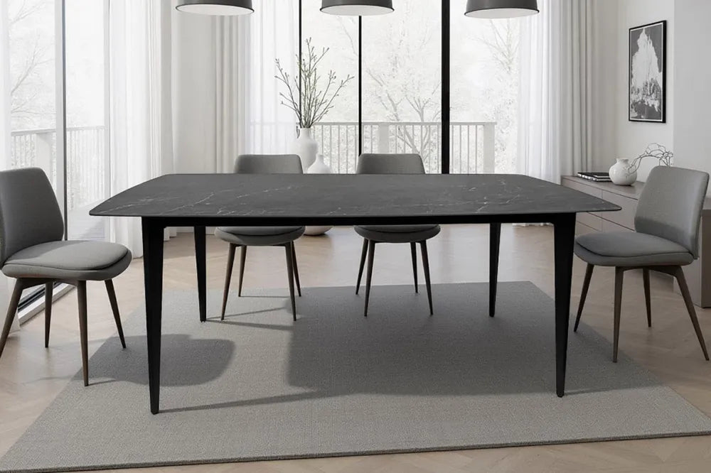 Masa din Ceramica Negru antracit si Metal Negru L160xH76cm Milano