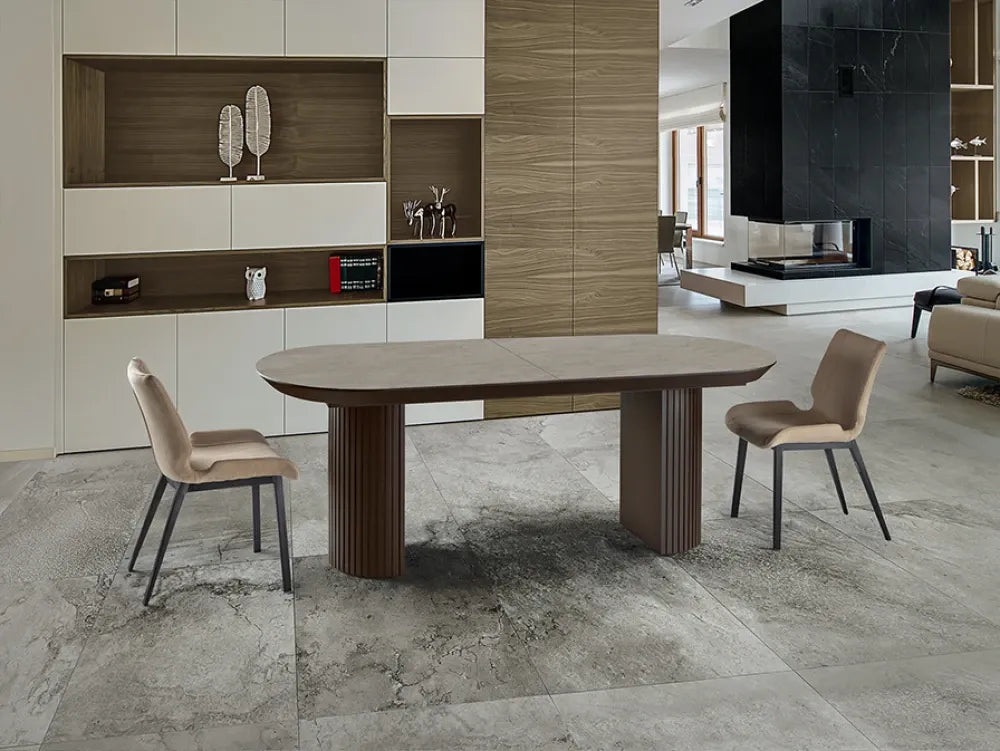 Masa extensibila din MDF Maro si MDF Cu efect de piatra L206-286xH79cm Irati