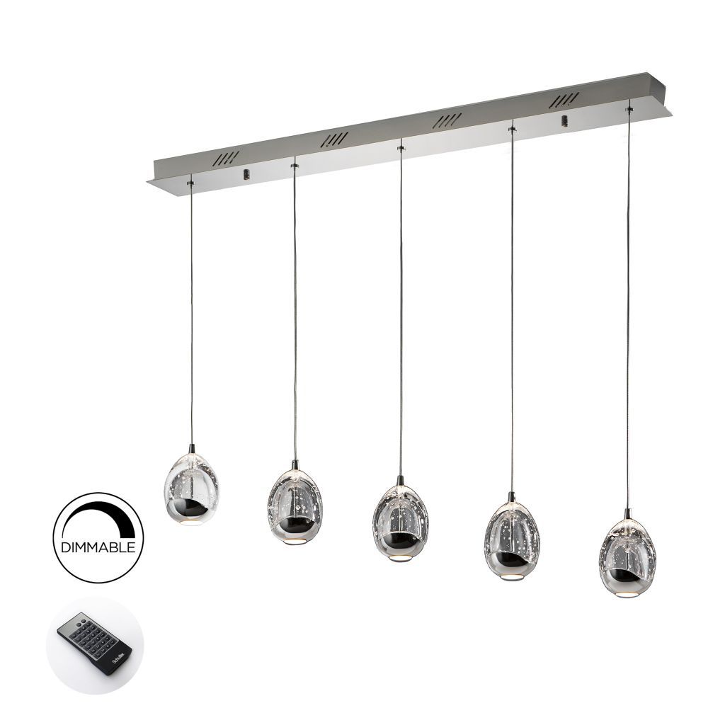 Lustra dreptunghiulara cu inaltime reglabila din Sticla Transparent cu LED  L96x9xH145cm Rocio