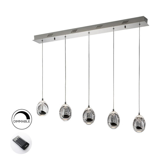 Lustra dreptunghiulara cu inaltime reglabila din Sticla Transparent cu LED  L96x9xH145cm Rocio