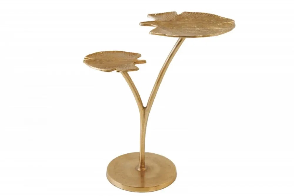 Masuta laterala Asimetrica din Metal Auriu L50xH56cm Ginkgo