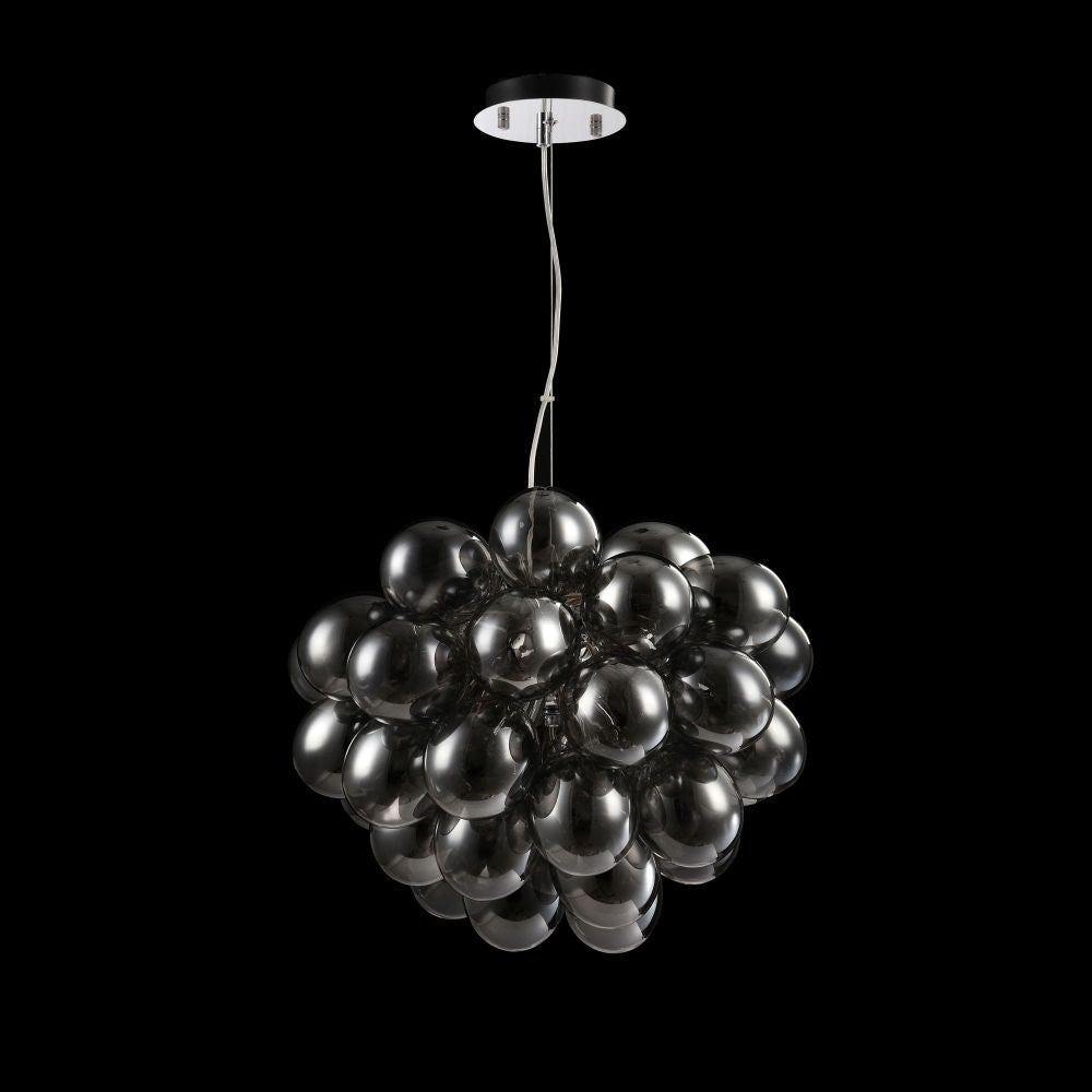 Lustra rotunda cu inaltime reglabila din Sticla Negru cu 8 becuri D50xH170cm Balbo