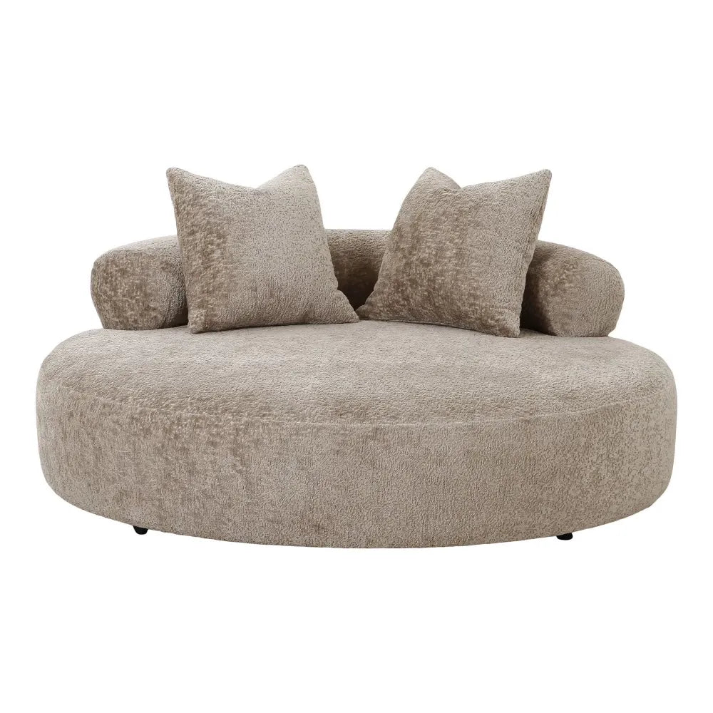 Canapea rotunda tapitata cu Chenille bej 160xH60cm Cairo