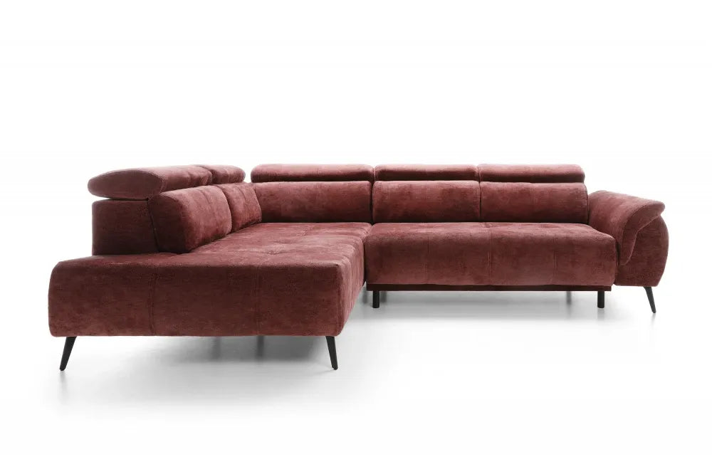 Coltar extensibil electric tapitat cu Chenille Aphrodite Rosu cu lada depozitare Genova II