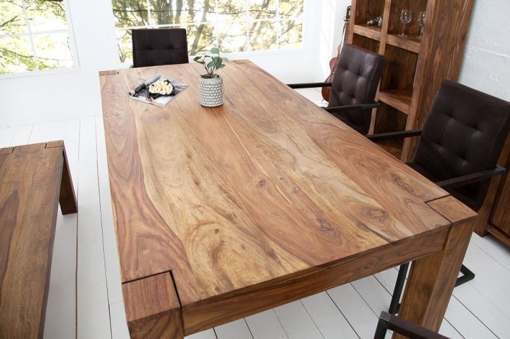 Masa dreptunghiulara din Lemn de palisandru Maro de 8 persoane L200x100cm Makassar