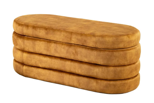 Bancheta cu spatiu de depozitare din Catifea Galben H49xL113cm Voque