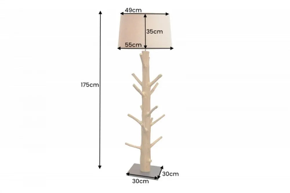 Lampa de podea din Lemn Maro si Textil Bej H175xD55cm Tree