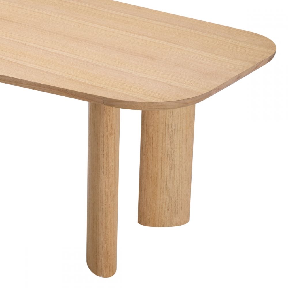 Masa Asimetrica Flemings Eichholtz din Furnir de stejar Bej de 6-8 persoane L250xH76.5cm