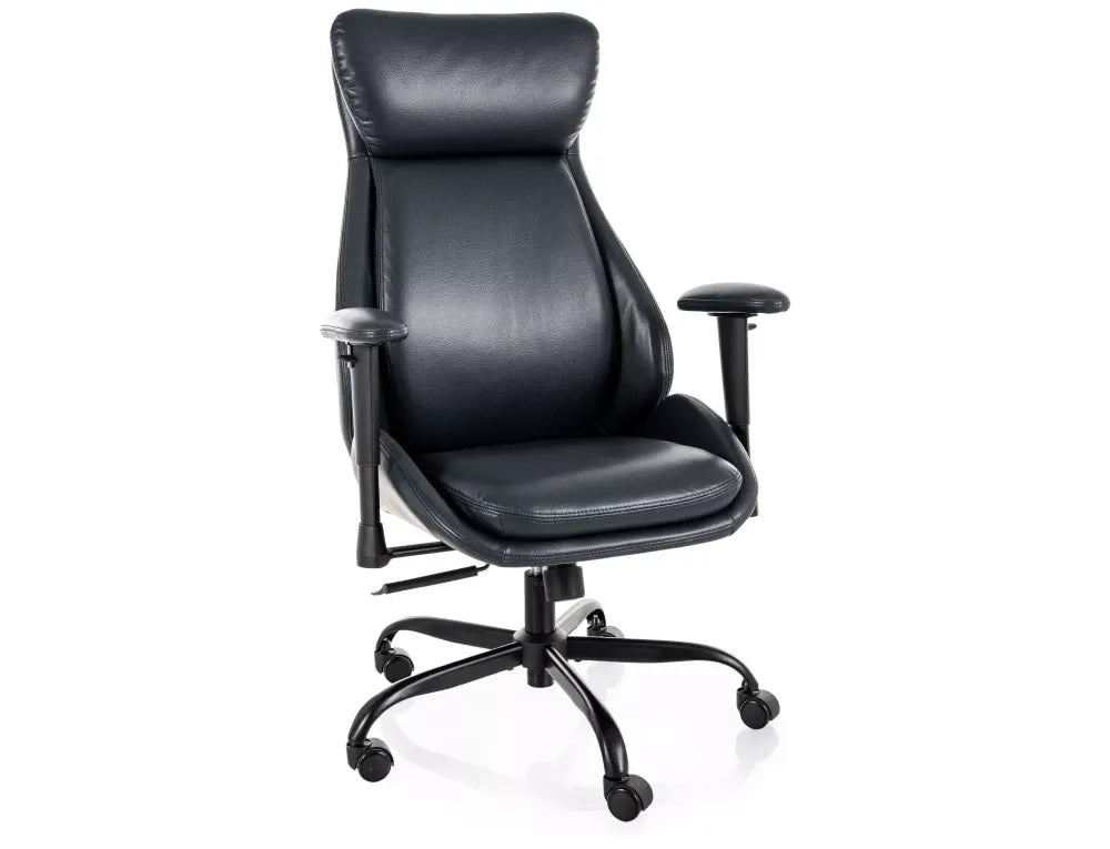 Scaun de birou din Piele ecologica Negru si Metal Negru H110-120xL70xA72cm Q-092