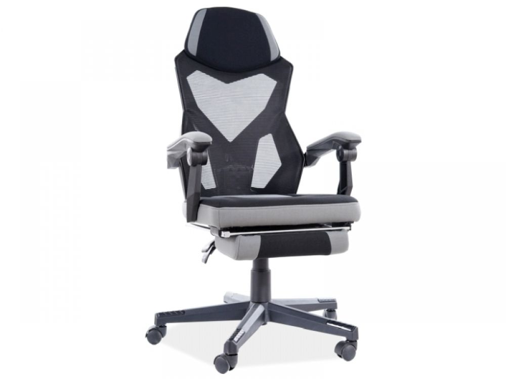 Scaun de birou reglabil din Material textil si Plastic Gri/Negru H108-120xL56xA48cm Q939
