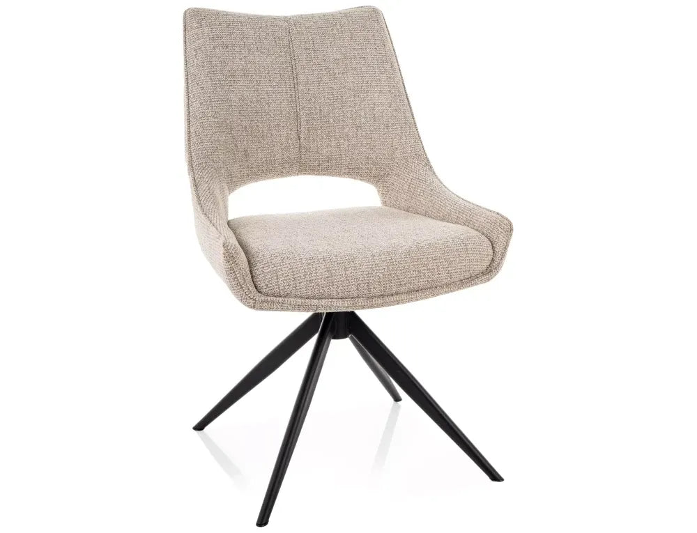 Set 2 Scaune rotative din Stofa Bej si Metal Negru H87xL56xA60cm Fino I
