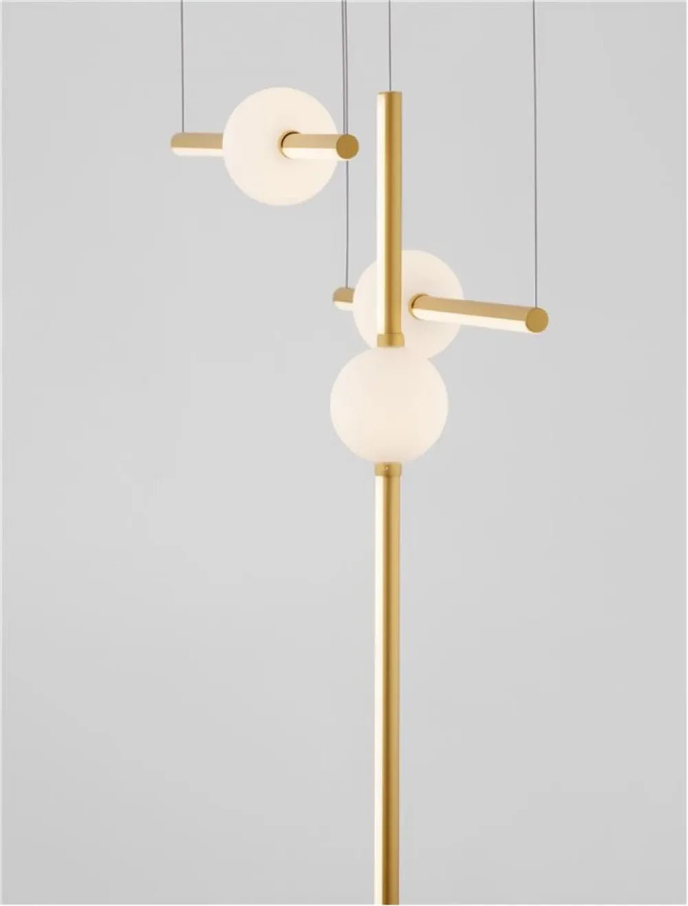 Candelabru structura din Aluminiu Negru/Auriu si abajur din Sticla Alb H120xL89cm IP20 26W 2541lm 3000k ACROBAT
