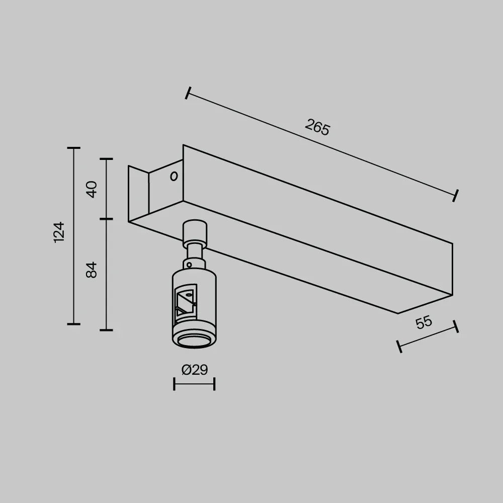 Baza scurtă de tavan pentru driver cu priză de alimentare Flarity din Aluminiu Negru H12.4xL26.5cm Flarity