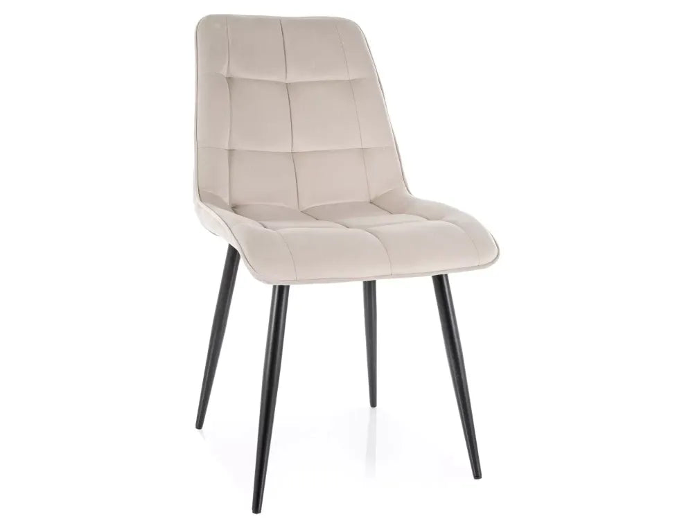 Scaun tapitat cu Catifea Bej Bluvel 30 cu picioare din Metal Negru H88xL50xA43cm Chic