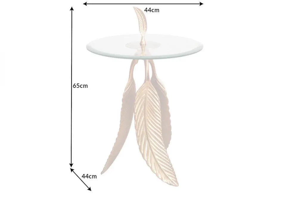 Masuta laterala din Sticla securizata Transparent si Metal Auriu L44xH64.5cm Feather