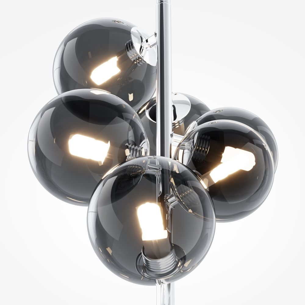 Lustra din Metal si Sticla Argintiu/Gri cu 6 becuri G9 28W D29xH170cm Dallas