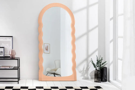 Oglinda cu rama din Poliuretan Roz piersica H160xL80cm Wave