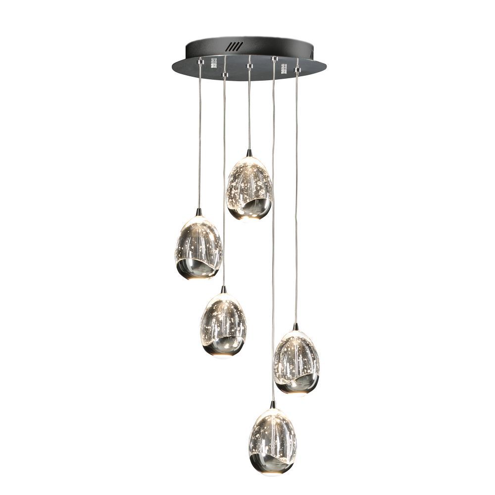 Lustra rotunda cu inaltime reglabila din Sticla Transparent cu LED  D30xH150cm Rocio