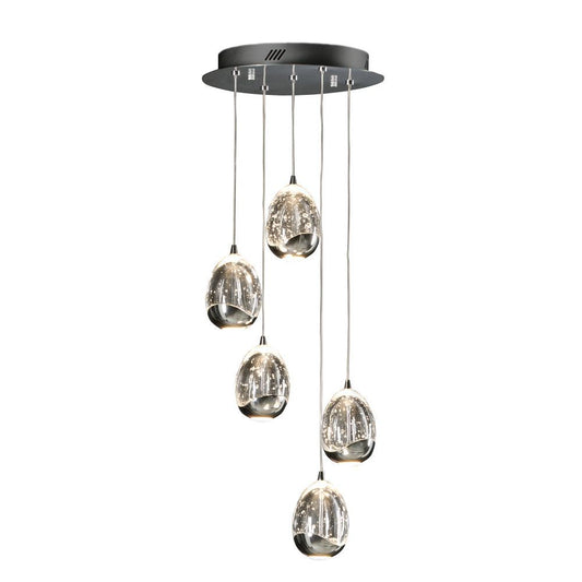 Lustra rotunda cu inaltime reglabila din Sticla Transparent cu LED  D30xH150cm Rocio