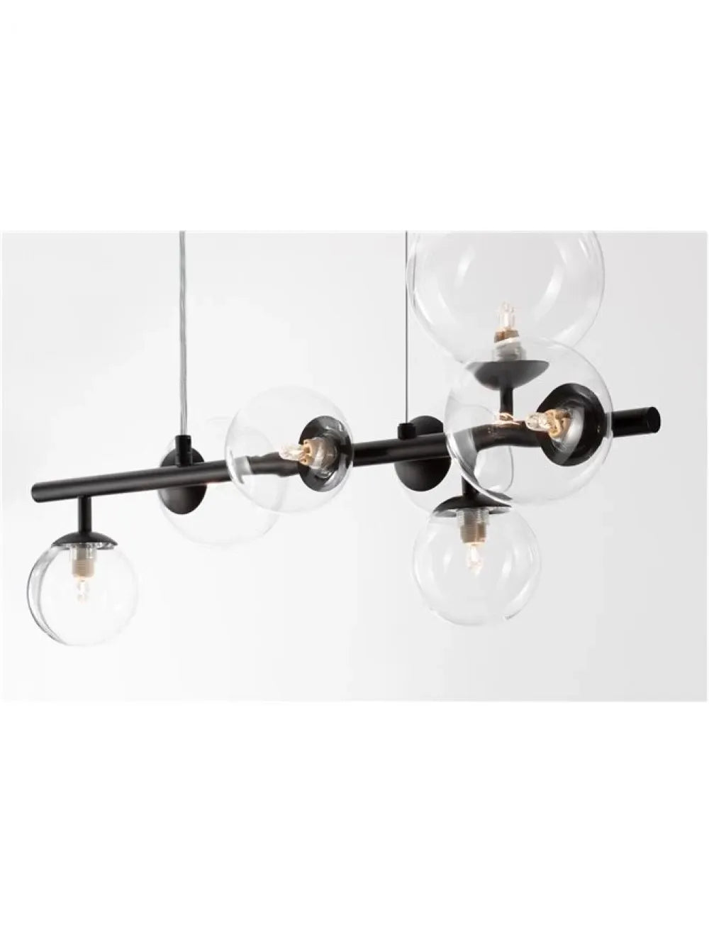 Lustra structura din Metal Negru si abajur din Sticla Transparent H120xL65cm IP20 ODILLIA