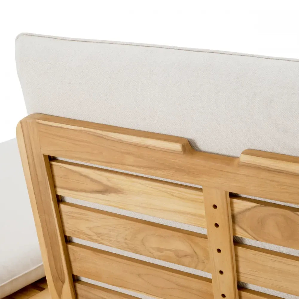 Sezlong dublu exterior din Lemn de tec Maro si Stofa Bej H96xL210cm Weston Eichholtz